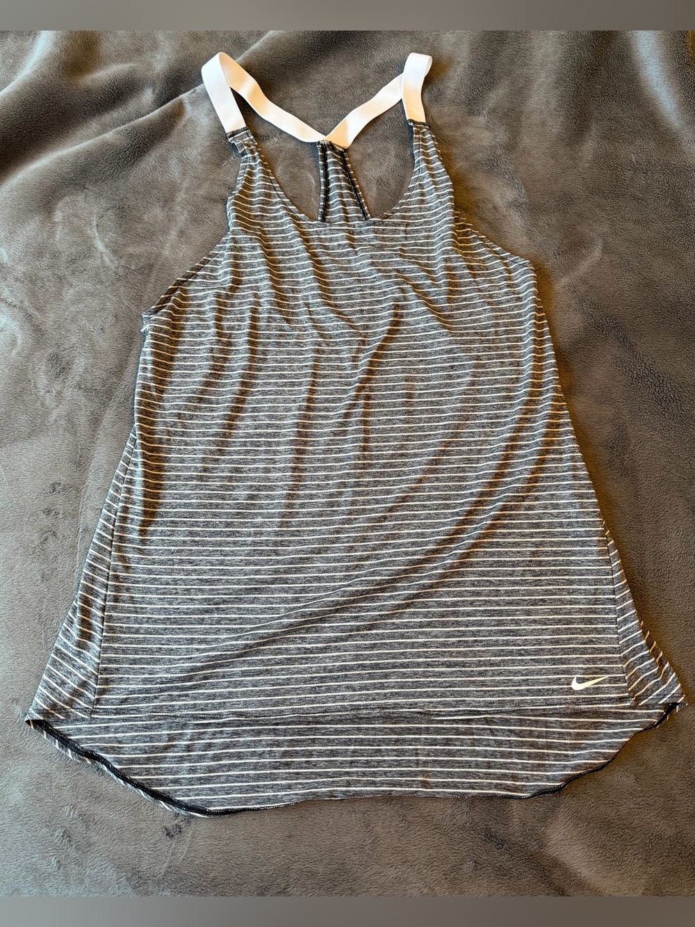 Nike Gray & White Striped Racerback Swim Coverup